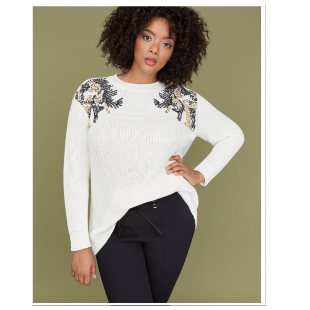 Sequin Embellished Tunic Sweater SZ 26/28